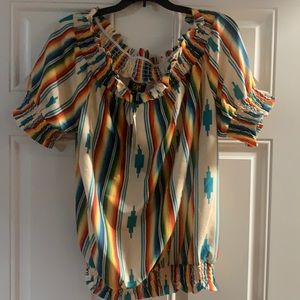 Tequila Sunrise Aztec Off Shoulder Top
